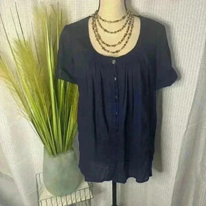 Thakoon For Target Women’s Large Blue Short Sleeve Lightweight Button Up Blouse